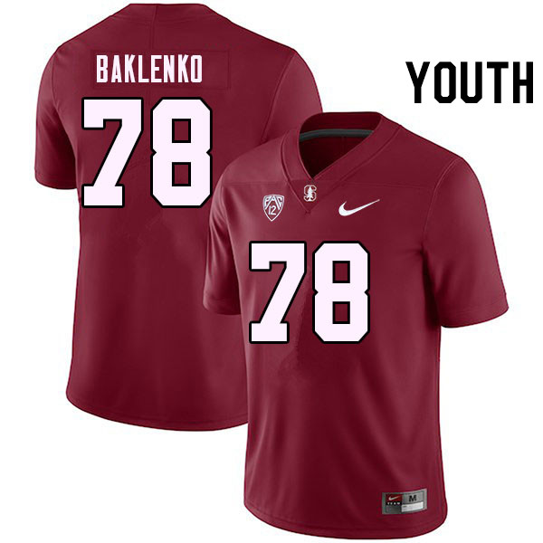 Youth #78 Luke Baklenko Stanford Cardinal College Football Jerseys Stitched Sale-Cardinal